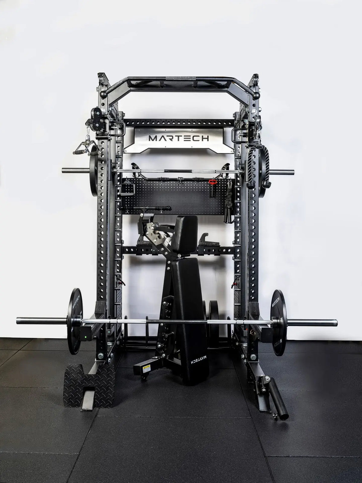 Martech M8 power rack met halterstang, schijven en bank