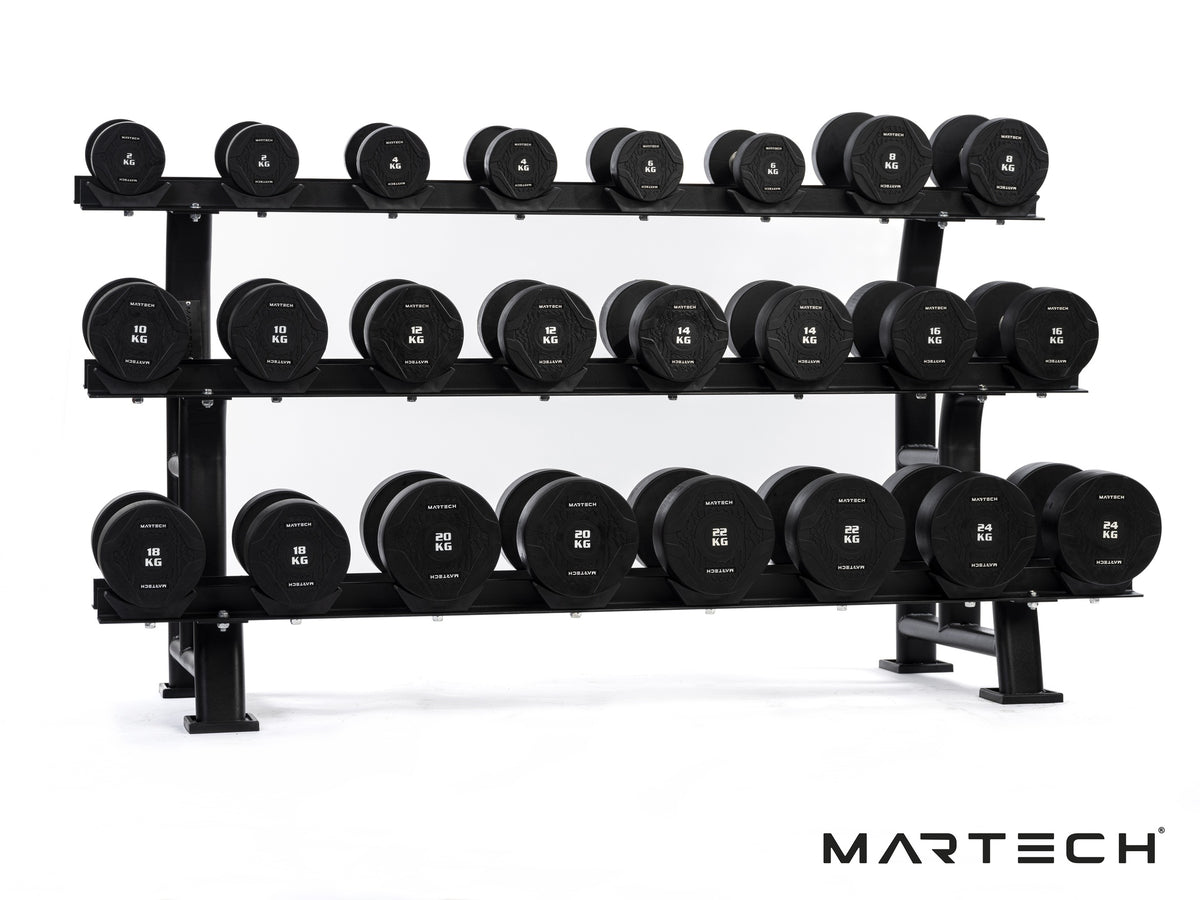 Martech PU halterset 2-24KG + drielaags rack - beeld 1