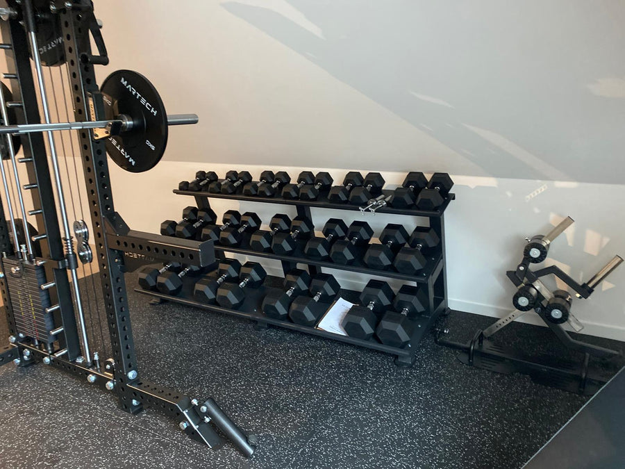 Martech Hex halterset 5-40KG + 3-laags rack