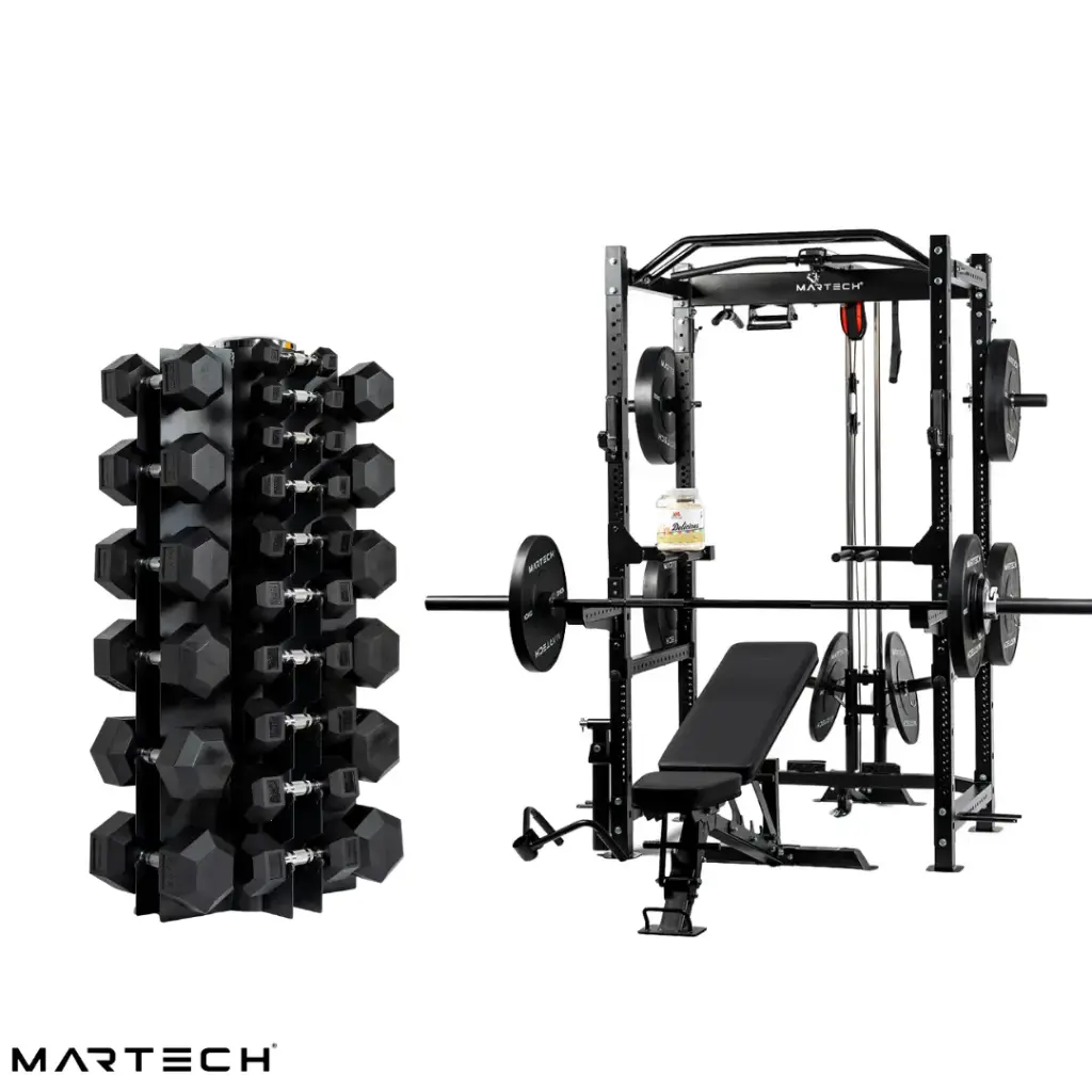 Martech M1 power cage bundle + 1-25KG Hex halters  