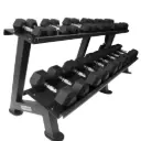 Set d’haltères hexagonaux Martech 5–30 kg avec rack à deux niveaux