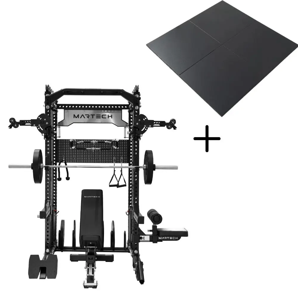 Martech M8 2-en-1 Precision Bundle – 107,5 kg de plaques – Banc & Barre – Sol