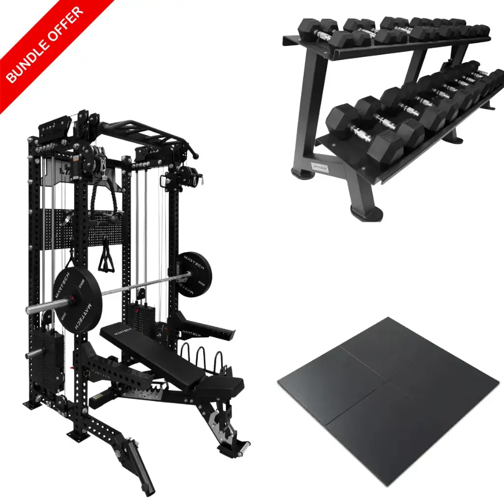 Bundle Martech M8 2-en-1 Twin Ratio – disques 107,5 kg – set d’haltères jusqu’à 30 kg