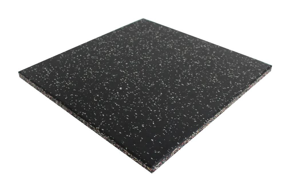 Sportvloer Pure black + Grijze spikkel Easy clean tegel - 100 x 100 x 2cm 