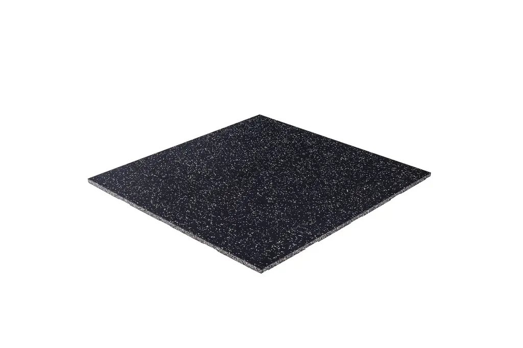 Sportvloer Pure black + Grijze spikkel Easy clean tegel - 100 x 100 x 2cm  