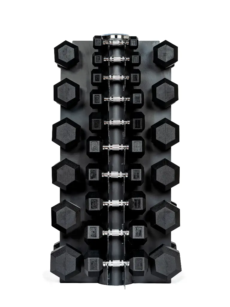 Haltères hexagonaux 1-25KG + tour