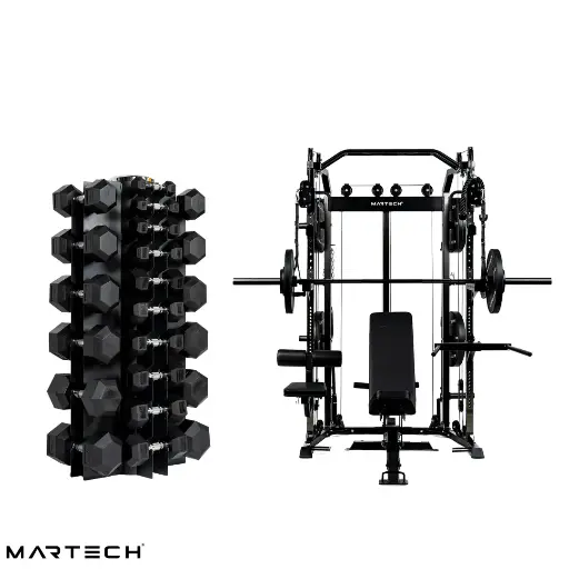 Martech M1+ functional trainer bundle + 1-25KG Hex halters 