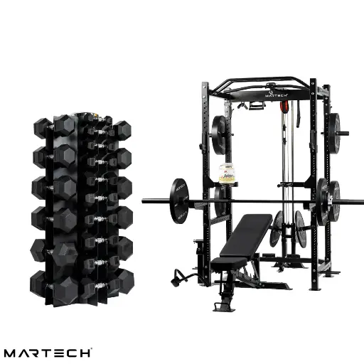 Martech M1 power cage bundle + 1-25KG Hex halters  