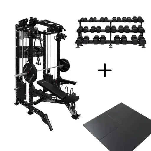 Martech M8 2IN1 Twinratio bundle - 107,5KG plates - Bench & Barbell + 5-40KG halterset